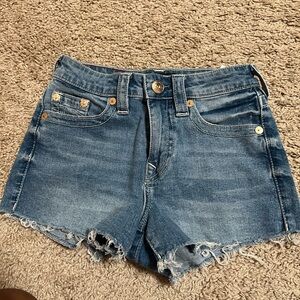 True Religion Blue Jean Shorts Casual Cut-Off Style